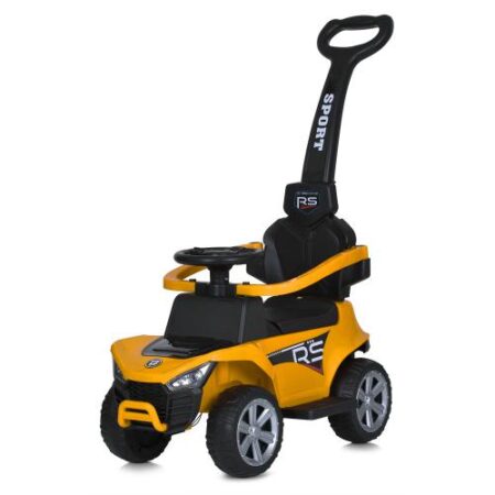 Детский толокар-электромобиль UTV Sport RS (MP3) с родительской ручкой, страховочным бампером и пультом управления, желтый