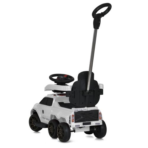 Детский шестиколесный толокар-каталка Mercedes Pickup Design (MP3) с родительской ручкой и страховочным бампером, белый