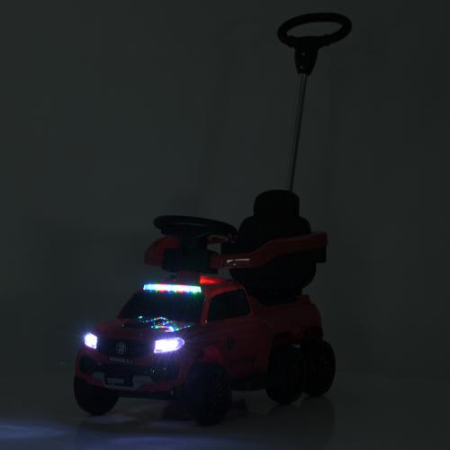 Детский шестиколесный толокар-каталка Mercedes Pickup Design (MP3) с родительской ручкой и страховочным бампером, белый