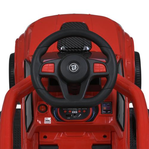 Детский шестиколесный толокар-каталка Mercedes Pickup Design (MP3) с родительской ручкой и страховочным бампером, красный