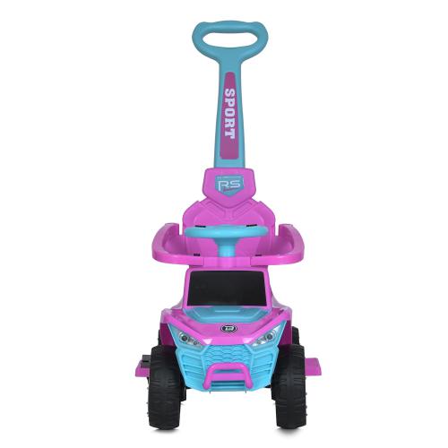 Дитячий толокар-електромобіль BambiUTV Sport RS Mixed (MP3) з батьківською ручкою, страхувальним бампером та пультом керування, рожевий