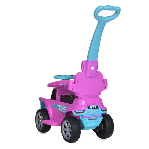 Дитячий толокар-електромобіль BambiUTV Sport RS Mixed (MP3) з батьківською ручкою, страхувальним бампером та пультом керування, рожевий
