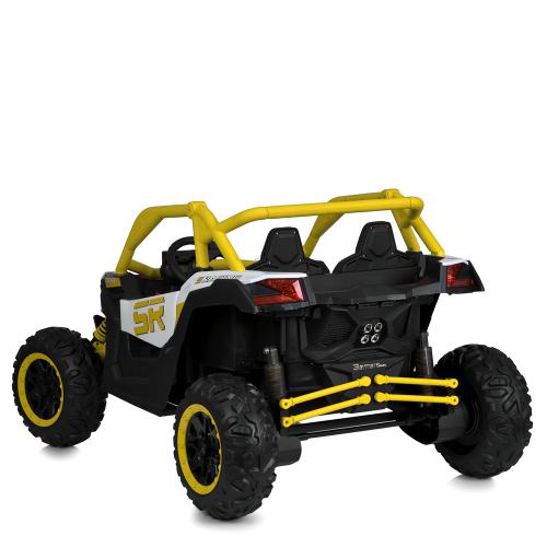 Дитячий двомісний повнопривідний електромобіль Buggy SR 5 Racing (MP3), до 60 кг, жовтий
