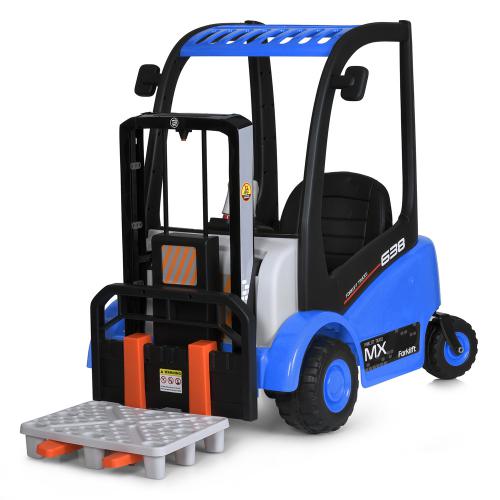 Дитячий електротранспорт Навантажувач Bambi FORKLIFT MX 638 (MP3) з вантажними вилами та багажником, синій