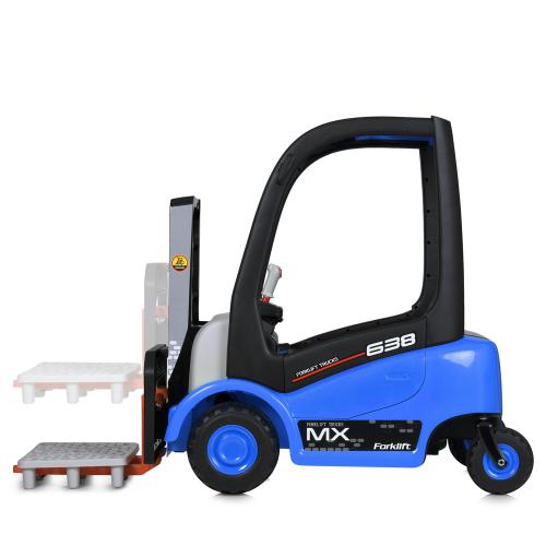 Дитячий електротранспорт Навантажувач Bambi FORKLIFT MX 638 (MP3) з вантажними вилами та багажником, синій