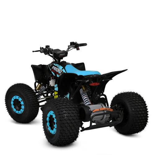 Напівпрофесійний електроквадроцикл для підлітків та дорослих Bambi Profi 1450W Blue Fox (MP3) з ручкою для трансортування та підсвіткою, до 150 кг, до 45 км, блакитний