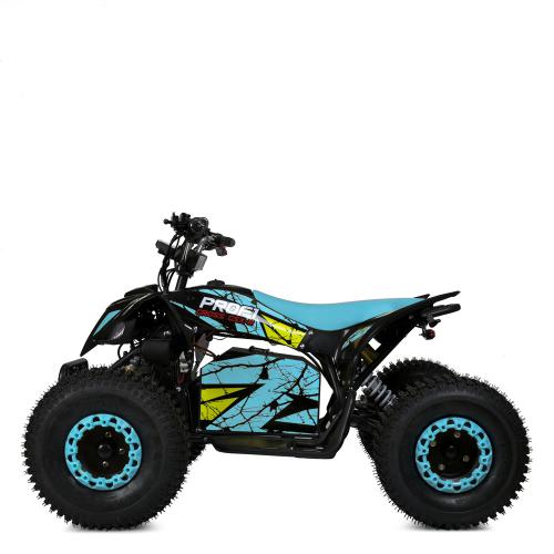 Напівпрофесійний електроквадроцикл для підлітків та дорослих Bambi Profi 1450W Blue Fox (MP3) з ручкою для трансортування та підсвіткою, до 150 кг, до 45 км, блакитний