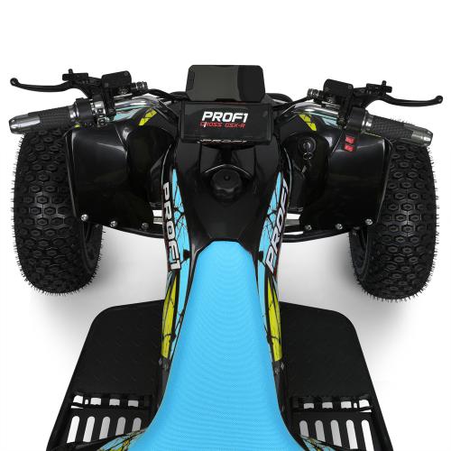 Напівпрофесійний електроквадроцикл для підлітків та дорослих Bambi Profi 1450W Blue Fox (MP3) з ручкою для трансортування та підсвіткою, до 150 кг, до 45 км, блакитний