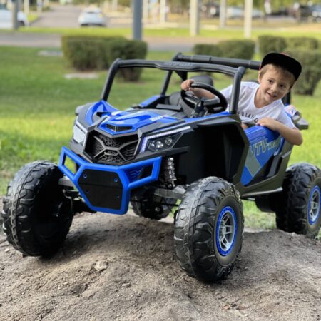 Дитячий двомісний повнопривідний електромобіль Baggy UTV-mх 2000 з ручкою для транспортування, синій