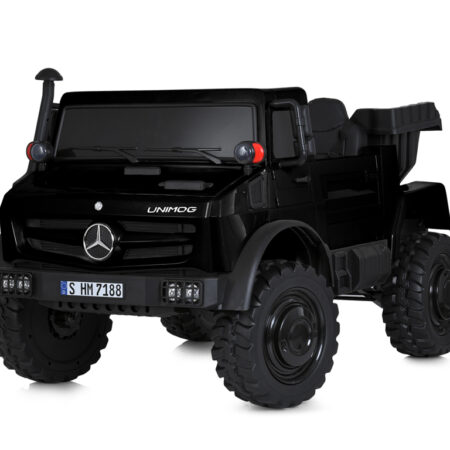Дитячий двомісний електротранспорт Bambi Вантажівка Mercedes Unimog (MP3) з кузовом, до 60 кг, до 15 км, чорний