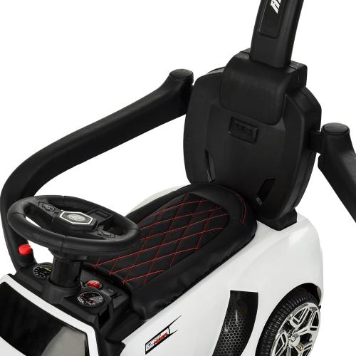 Дитячий толокар-електромобіль Bambi Lamborghini Speed Racing з батьківською ручкою, білий