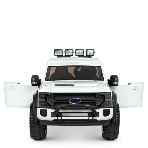 Дитячий двомісний електромобіль Bambi Ford Super Duty (MP3) з підсвіткою та багажником, білий