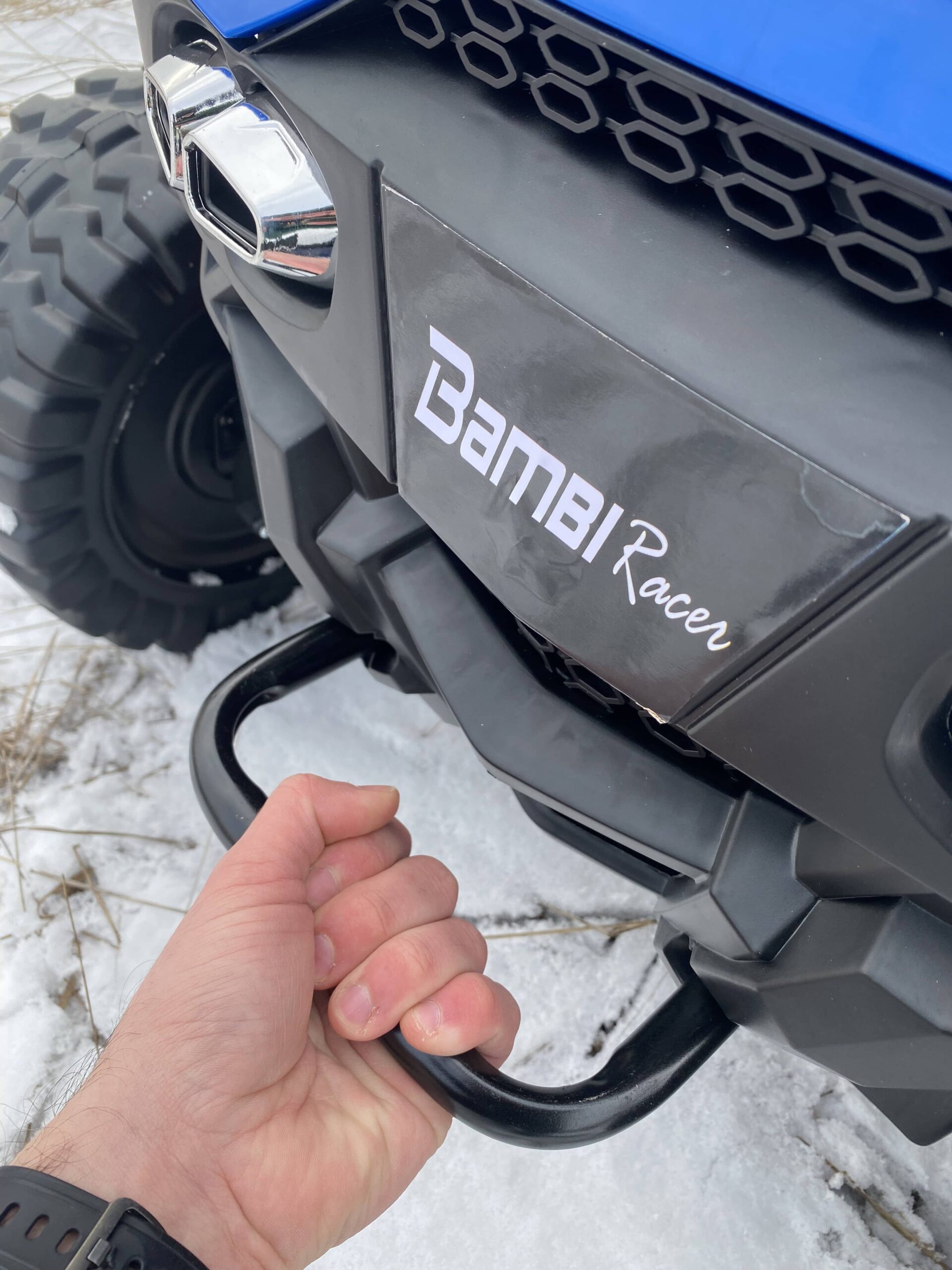 Детский полноприводный электромобиль Bambi Buggy GForce 200 с кондиционером и ручкой для транспортировки, до 60 кг, до 8 км, голубой