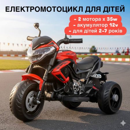 Дитячий електромотоцикл Bambi Motor Sports DR-Z триколісний, червоний