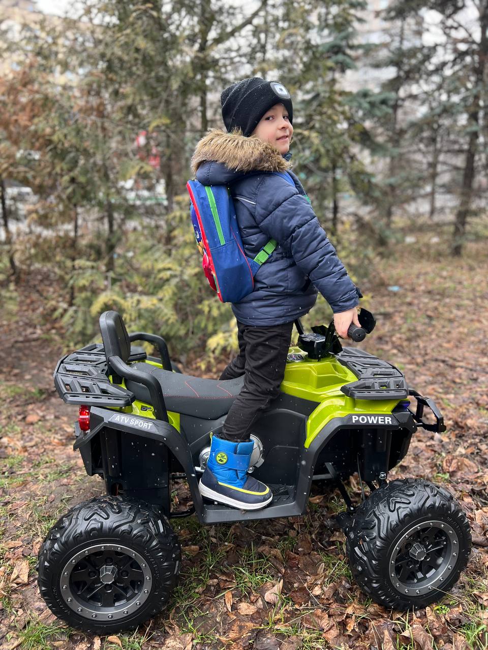 Дитячий повнопривідний електроквадроцикл Bambi Power Ranger (MP3) з пультом керування, зелений