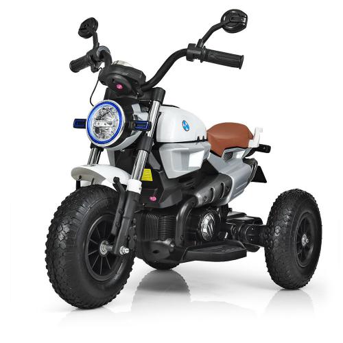 Детский электромотоцикл Bambi BMW R nineT Pure NEW (MP3) трехколесный с резиновыми колесами, белый