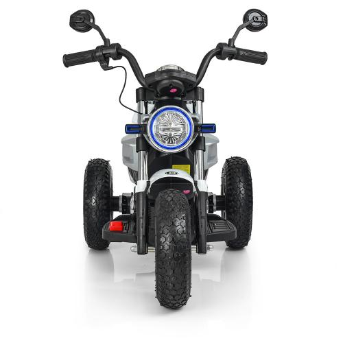 Детский электромотоцикл Bambi BMW R nineT Pure NEW (MP3) трехколесный с резиновыми колесами, белый