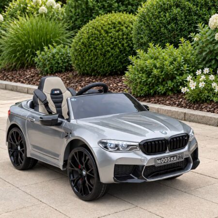 Дитячий електромобіль Bambi BMW M5 СS (MP3) з додатковими коліщадками, ручкою для транспортування та автофарбуванням, сірий