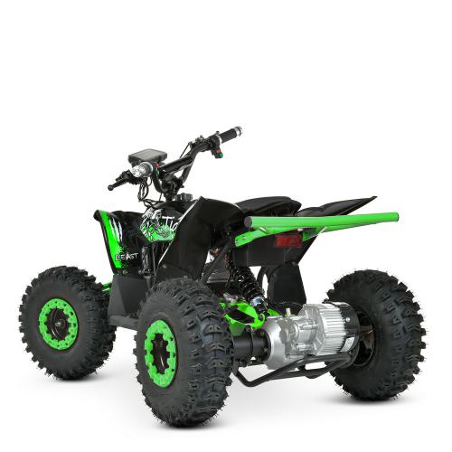 Напівпрофесійний електроквадроцикл Bambi для дітей та підлітків Profi 350W Tiger-9 з ручкою для транспортування, до 65 кг, до 30 км/год, чорно-зелений