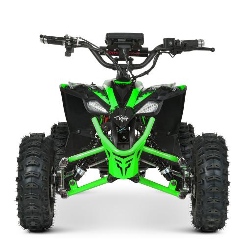 Напівпрофесійний електроквадроцикл Bambi для дітей та підлітків Profi 350W Tiger-9 з ручкою для транспортування, до 65 кг, до 30 км/год, чорно-зелений