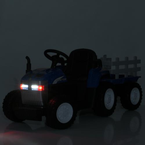 Дитячий електромобіль Bambi Tractor Farmer (MP3) з причепом, блакитний