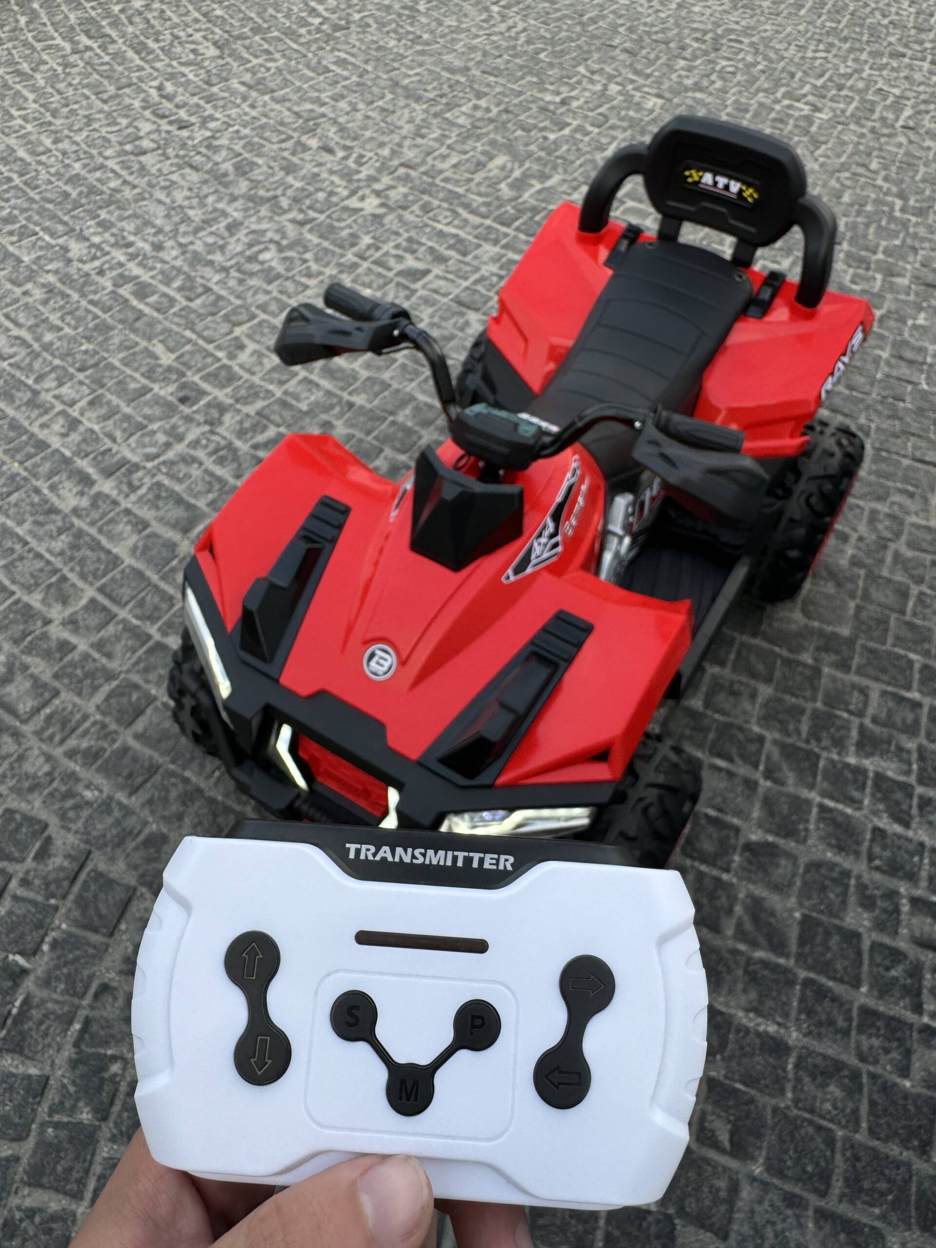 Дитячий повнопривідний електроквадроцикл Bambi ATV RAYS 4х4 Engineering (MP3) з пультом керування, червоний