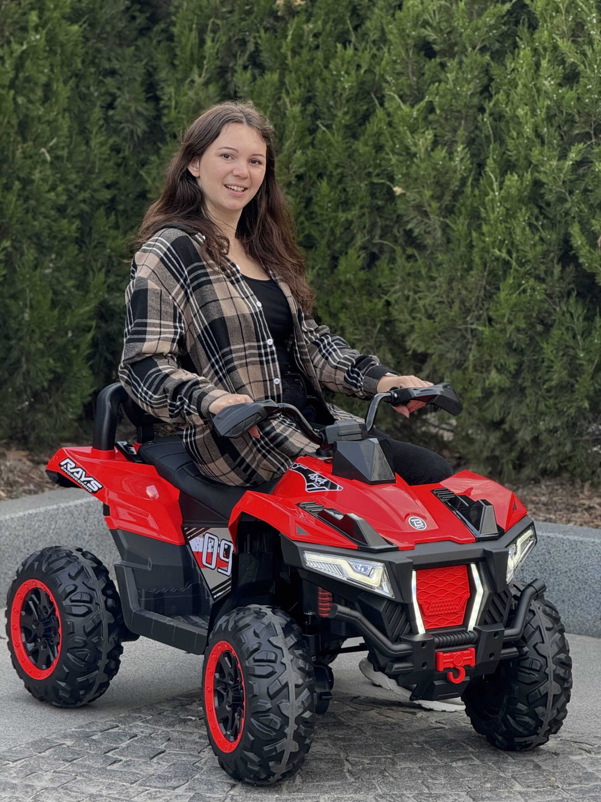 Дитячий повнопривідний електроквадроцикл Bambi ATV RAYS 4х4 Engineering (MP3) з пультом керування, червоний