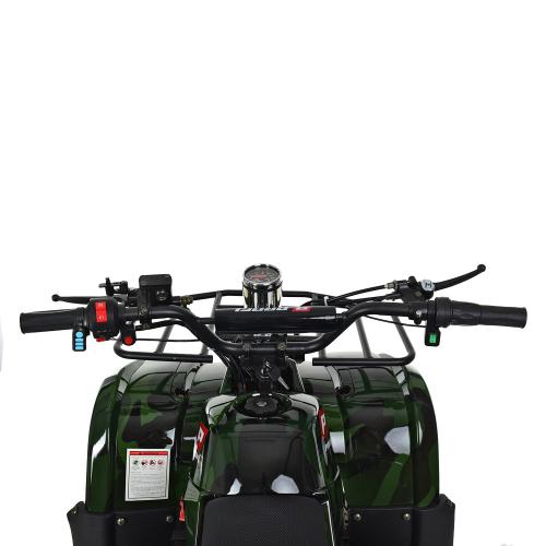 Напівпрофесійний електроквадроцикл для підлітків та дорослих Bambi Profi 1000W Military (MP3) з 2 решітками під вантаж, до 120 кг, до 30 км, зелений камуфляж