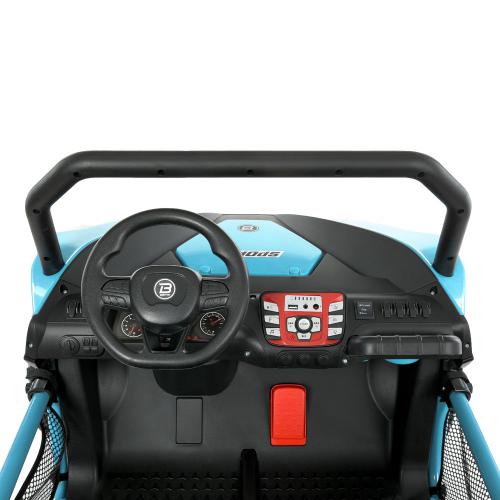 Дитячий двомісний електромобіль Bambi Buggy UTV SPORT SMILING (2x150W) з багажником, блакитний