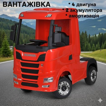 Дитячий електромобіль вантажівка Bambi SCANIA 500R (MP3), червоний