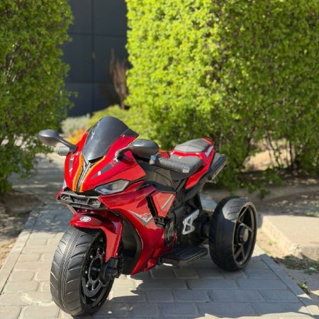 Дитячий триколісний електромотоцикл Yamaha R1 (MP3) з автофарбуванням, червоний