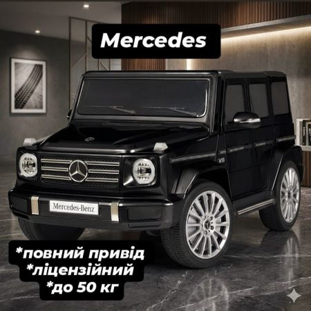 Дитячий повнопривідний електромобіль Bambi Mercedes-Benz AMG G500 (MP3) з додатковими коліщатками та автофарбуванням, чорний
