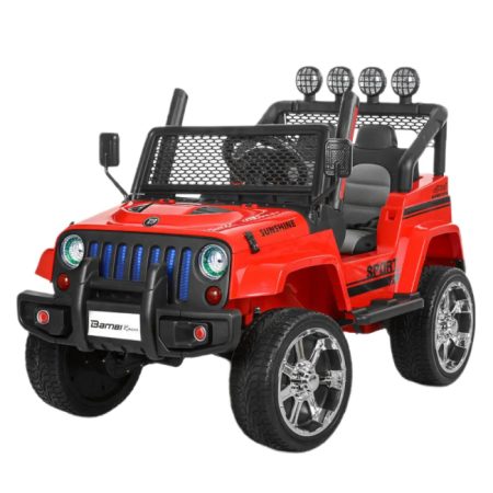 Дитячий повнопривідний електромобіль Bambi Jeep Sunshine Classic з багажником та ручкою для транспортування, червоний