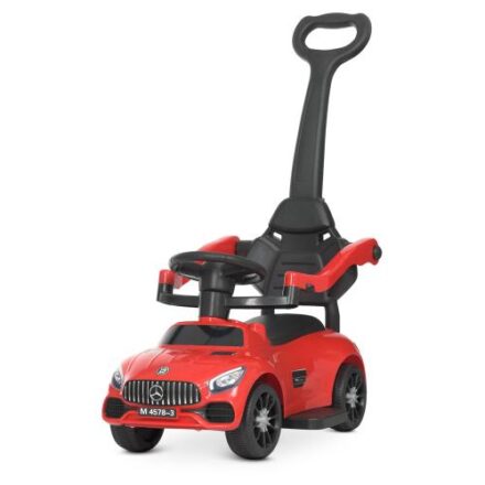 Дитячий толокар-каталка Bambi Mercedes Small з батьківською ручкою, червоний