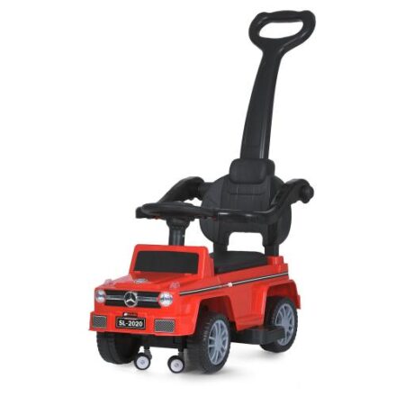 Дитячий толокар-каталка Mercedes SL 2020 з багажником та батьківською ручкою, червоний