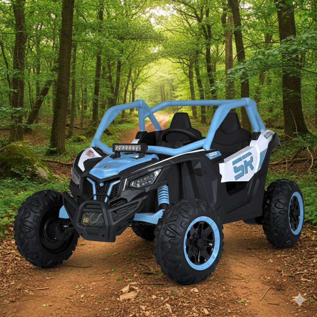 Детский двухместный полноприводный электромобиль Buggy SR 5 Racing (MP3), до 60 кг, голубой