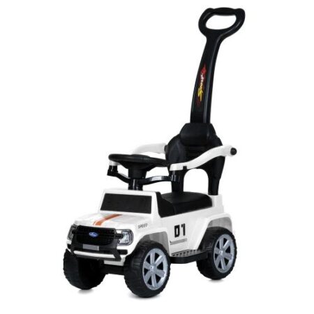 Детский толокарь-каталка Bambi Ford Super Car с родительской ручкой, белый