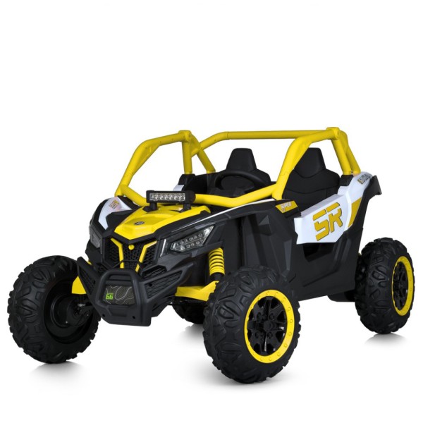 Дитячий двомісний повнопривідний електромобіль Buggy SR 5 Racing (MP3), до 60 кг, жовтий