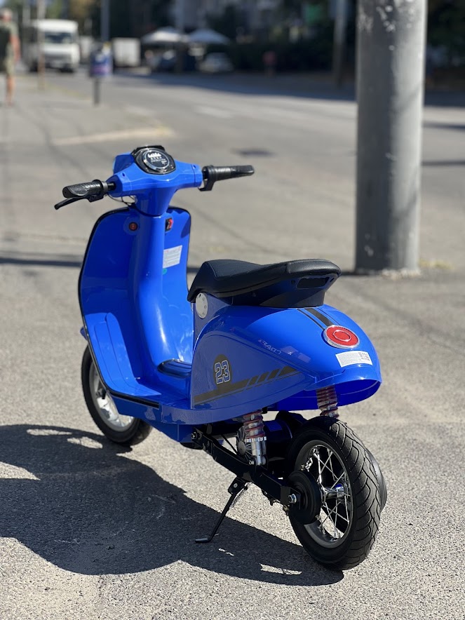 Дитячий швидкісний електромотоцикл Bambi Vespa SXL125 Sport (MP3), до 70 кг, до 20 км, блакитний