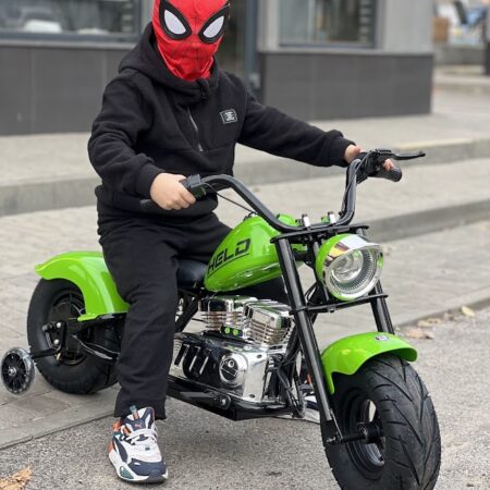 Дитячий двомісний електромотоцикл Bambi Harley-Davidson з підсвіткою та підніжкою (MP3), до 80 кг, до 20 км, зелений