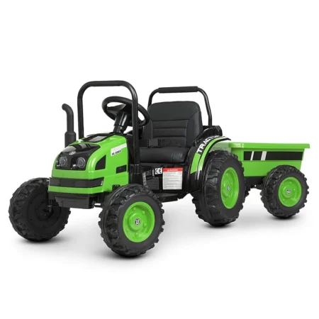Дитячий електромобіль Bambi Tractor HL 2020 з пультом керування та причепом, зелений