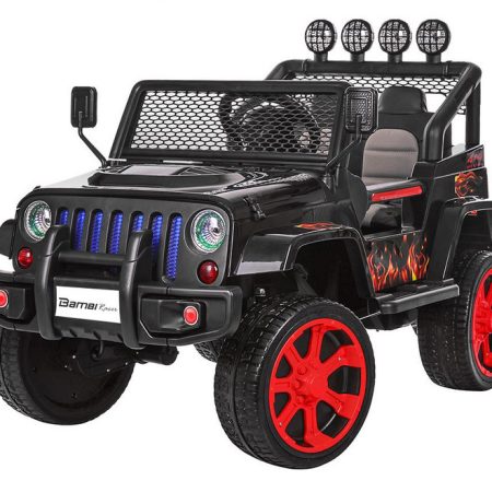 Дитячий повнопривідний електромобіль Bambi Jeep Sunshine Fire з багажником та ручкою для транспортування, чорний