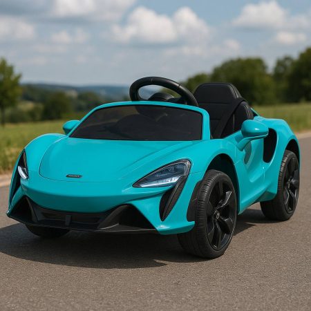 Дитячий повнопривідний електромобіль Bambi McLaren Artura (MP3) з додатковими коліщатками та вертикальними дверцятами, блакитний
