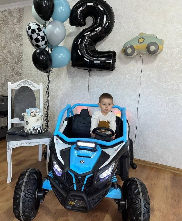 Детский двухместный полноприводный электромобиль Buggy SR 5 Racing (MP3), до 60 кг, голубой