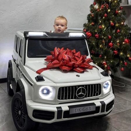 Дитячий двомісний повнопривідний електромобіль Mercedes G65, до 80 кг, білий