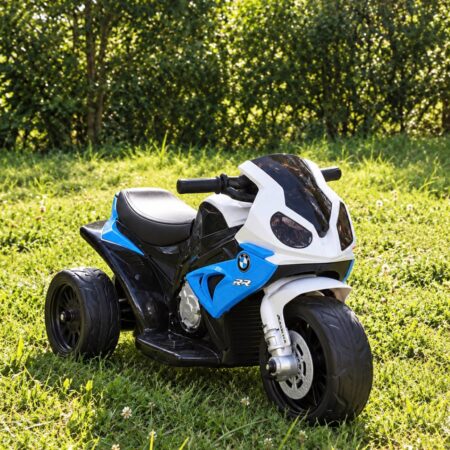 Детский трехколесный электромотоцикл Bambi BMW RR (MP3), голубой