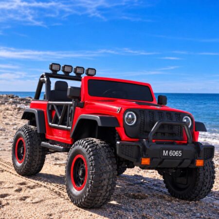 Дитячий електромобіль Bambi Jeep з додатковими ліхтарями, червоний