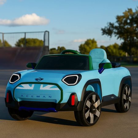 Детский электромобиль Bambi Mini Cooper AceMan, голубой, голубой