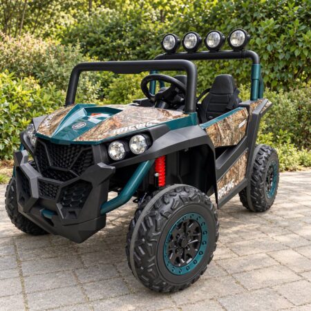 Дитячий двомісний повнопривідний електромобіль Bambi Buggy ROX 8501 Millitary (MP3), зелений камуфляж