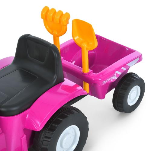Детский электротрактор Bambi с прицепом и лопатами, розовый